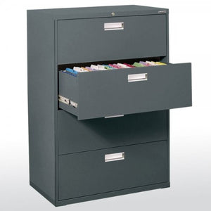 Sandusky Lee LF6A364-02 600 Series 4 Drawer Lateral File Cabinet, 19.25" Depth x 53.25" Height x 36" Width, Charcoal