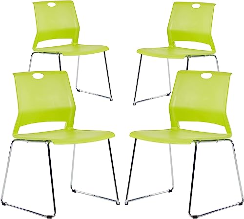 Whiterye Green Stackable Chairs Set of 4 - Sled Base Office Guest Chairs