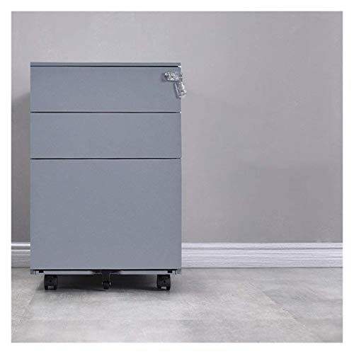 SHABOZ 3-Layer Metal A4 File Cabinet with Rollers, Fully Assembled (Gray)