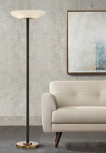 Possini Euro Design Meridian Light Blaster™ Torchiere Floor Lamp LED 72" - Black Antique Brass