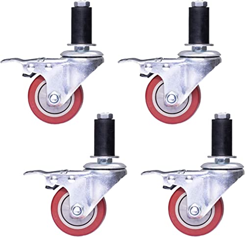 IkiCk Heavy Duty Polyurethane Caster Wheels with Brake - 100mm/4inch