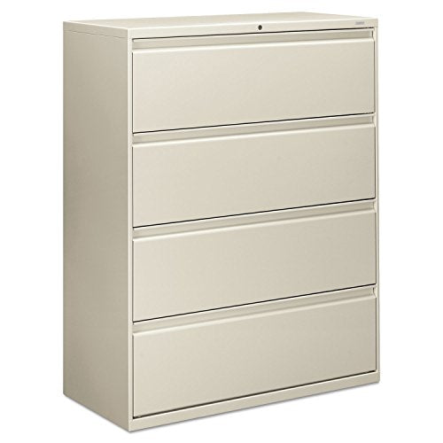 HON 800-Series 4-Drawer Lateral File with Lock, 53"H x 42"W x 19 1/4"D, Light Gray