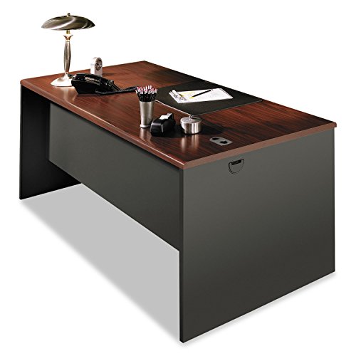 HON 38000 Series Desk Shell, 60w x 30d x 29-1/2h, Mahogany/Charcoal