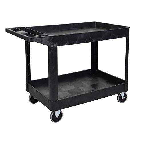 Luxor Heavy Duty Utility Tub Cart - Two Shelves - Outrigger Utility Cart Bins
