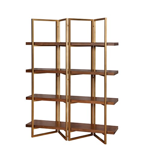24/7 Shop at Home 247SHOPATHOME IDF-AC6046 Gorham Display Shelf, Light Walnut Gold