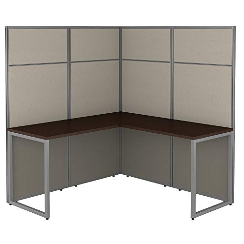 Bush Business Furniture Easy Office L Shaped Cubicle Desk Workstation with 66H Panels, 60Wx60H, Mocha Cherry