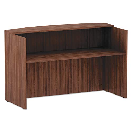 Alera Valencia Series Reception Desk with Transaction Counter - Modern Walnut