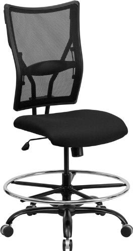 LIVING TRENDS Marvelius Series Big & Tall 400 lb. Rated Black Mesh Ergonomic Drafting Chair