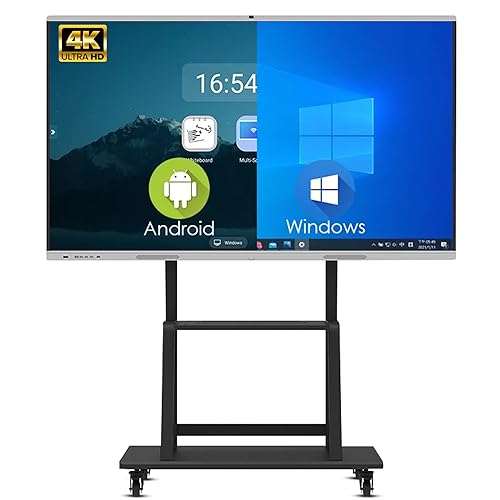 J.Dynamics Smart Board - 75" Electronic Digital White Touch Screen - 4K, 128Gb Storage, 48MP Camera