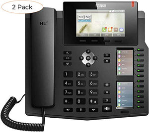 Fanvil X6 High-End VoIP Phone, 4.3-Inch Color Display, Two 2.8-Inch Side Color Displays for DSS Keys. 20 SIP Lines, Dual-Port Gigabit Ethernet, Power Adapter Not Included (Pack 2)