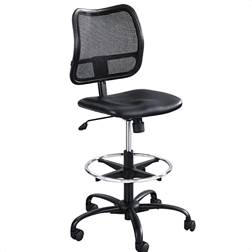 DATOZA Mid-Back Mesh Drafting Chair with Tilt Lock and Lumbar Support - Gray