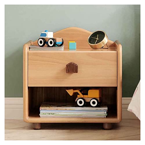 BinOxy Wooden Bedside Table Small Bedroom Storage Cabinet