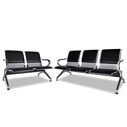 Kinsuite 5-Seat Reception Chair with Arms - PU Leather Office Guest Chairs