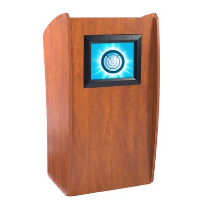 Oklahoma Sound 612-CH Basic Vision Podium with Digital Display, 24" Width x 46" Height x 21" Depth, Wild Cherry