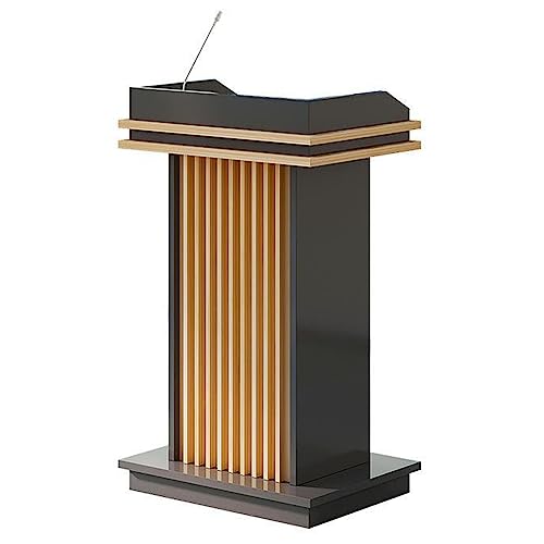 None Wooden Hostess Stand with Shelf, Floor Standing Podiums Reception Desk