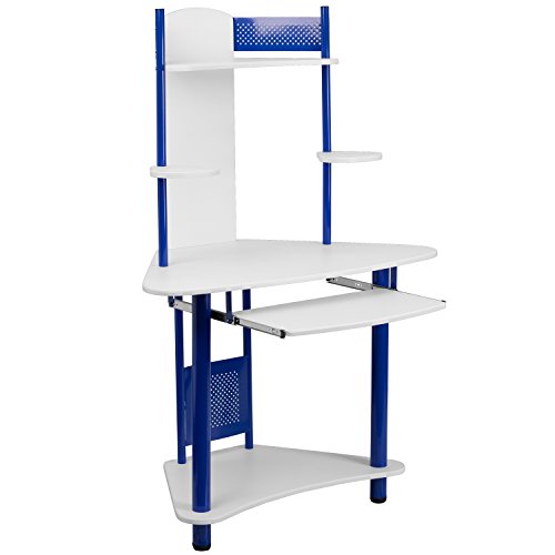 My Friendly Office Blue Corner Computer Desk with Hutch
