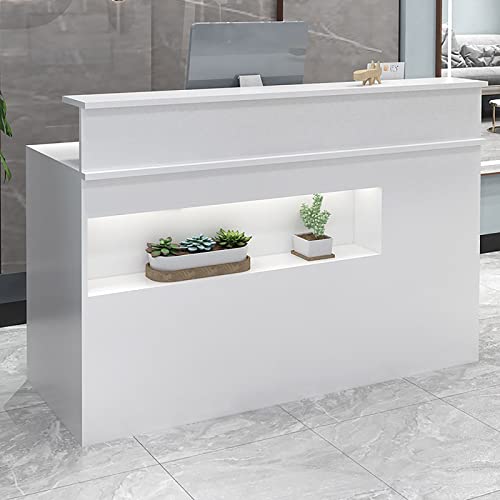 HSHBDDM Modern Reception Desk with Display Shelf & Drawers 120x50x100cm