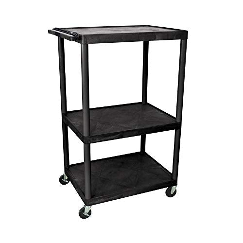 Luxor LP54E-B 54"H AV Cart - 3 Large Shelves Electric