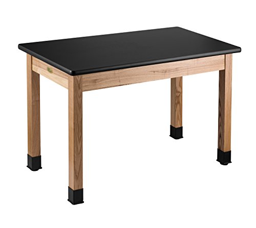 National Public Seating Science Lab Table, 60" High Pressure Laminate Top, Black/Ashwood