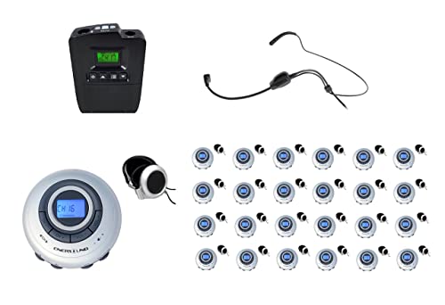 Enersound Professional Portable Interpretation System - 25-Person Tour Guide, XLR Microphone, FCC/IC Approved, Lifetime Warranty
