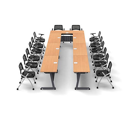 Team Tables 14 Person Training Meeting Seminar Classroom Model 5606 Folding Industrial Caster Z-Base with Power+USB Outlet