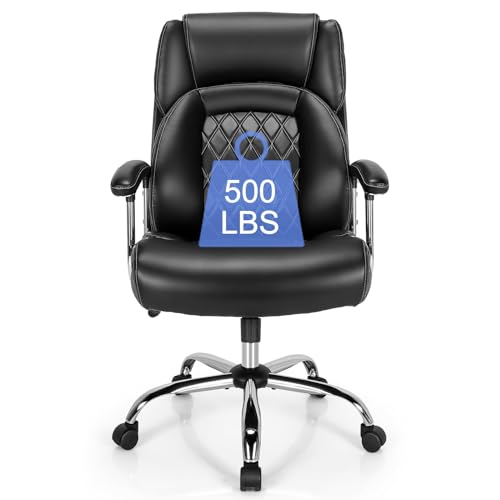 TOMANOR Executive Office Chair High Back Wide Seat Big and Tall 500LBS Black