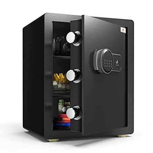 AUTIGERSAFE Digital Security Safe Box with Programmable Keypad, 1.37 Cubic Feet Steel Cabinet Safe Box, Money Lock Box for Home Hotel Office Business Jewelry Gun Cash