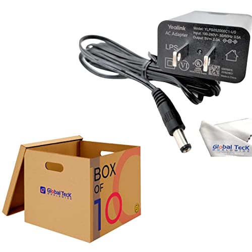 Global Teck Worldwide Yealink PS5V2000US Power Supply Bundle - 10 Pack with GTW Microfiber Cloth