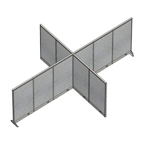 GOF Freestanding X-Shaped Office Partition - Large Fabric Room Divider Panel - 120"D x 180"W x 48"H