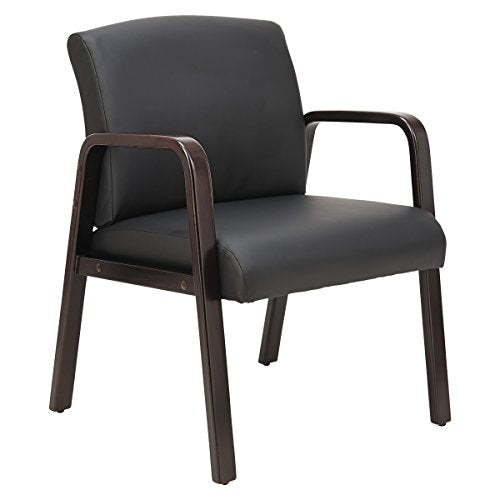 Alera ALERL4319E Reception Lounge Series Guest Chair, Espresso/Black Leather