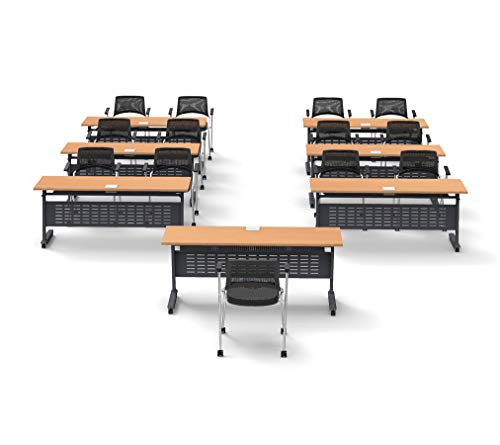 Team Tables 13 Person Training Meeting Seminar Classroom Folding Table Model 5648 - Beech Finish