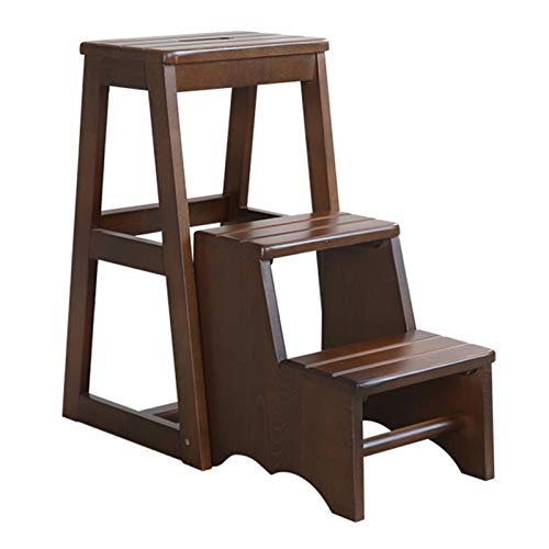 LUCEAE 3-Step Wooden Folding Step Stool - Portable & Sturdy