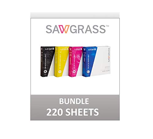 SAWGRASS SUBLIJET UHD Ink Cartridges for Sawgrass Virtuoso SG500 and SG1000 Printer. Complete Set. Bundle with 220 Sheets SUBLIMAX Sublimation Paper (117gsm, Instant Dry, Made in Japan).