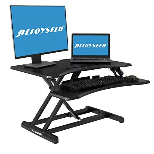 Alloyseed Standing Desk, 33" Height Adjustable Sit Stand Up Desk Converter Ergonomic Sit Stand Gas Spring Riser Height Levels Workstation Desk