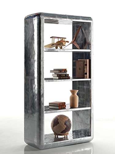 NauticalMart Aluminum Aviator Industrial Metal Bookcase - Silver