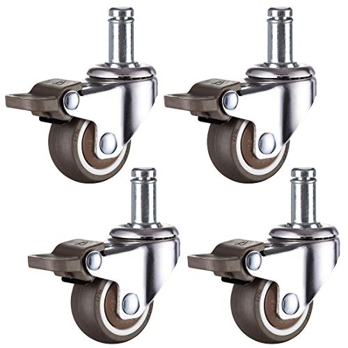 IkiCk Swivel Caster Wheels - TPE Rubber Furniture Castors - Universal 50mm/2" Brake 38mm/1