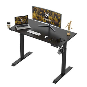 VORII Electric Standing Desk with Cable Management Accessories, Heavy-Duty SPCC Steel Frame, 48"x24" Height Adjustable, Sit Stand Desk with Splice Board Black Top