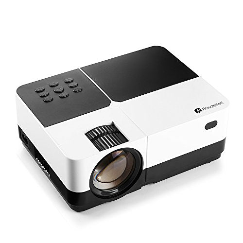 Video Projector, Houzetek 2500 Lumens Portable LCD Multimedia Home Theater Video Projector with Reduced-Noise Fan, Support 1080p HDMI USB SD Card VGA AV for Laptop Smartphone TV Games