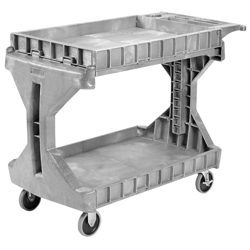 Akro-Mils ProCart Heavy Duty 2 Tier Rolling Utility Cart, 400 lb Capacity, Gray