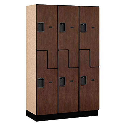 Salsbury Industries 2-Tier S-Style Extra Wide Designer Wood Locker, Mahogany, 6-Feet High, 18-Inch Deep