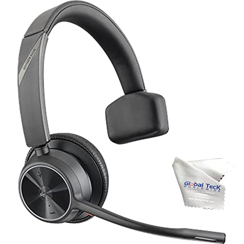 Global Teck Worldwide Poly Voyager 4310 Plantronics UC Wireless Bluetooth Mono Headset (USB-A) Teams - Bundled w/ Microfiber - Compatible Deskphone, PC/Mac - Zoom, RingCentral, Vonage