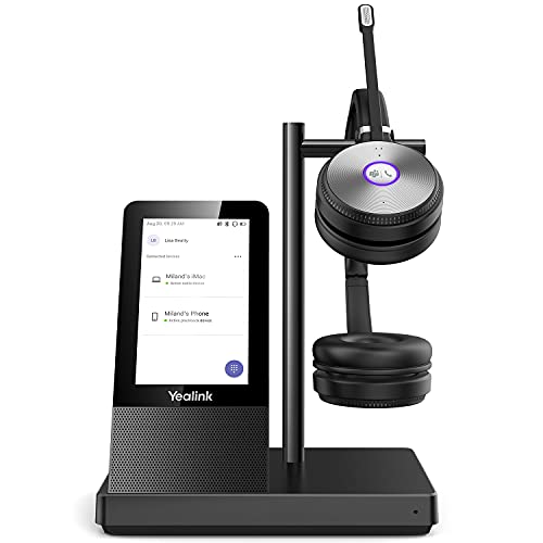 Yealink WH66 Wireless DECT Headset - Teams Certified, Dual Ear Stereo Headset with Touch Screen