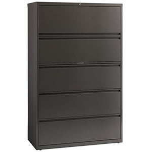 Hirsh HL8000 Series 42" 5 Drawer Lateral File Cabinet in Charcoal