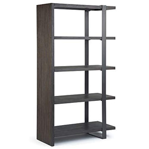 Simpli Home AXCMTG-09 Montgomery Solid Acacia Wood 66 inch x 36 inch Modern Industrial Bookcase in Distressed Dark Brown