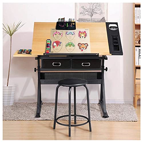 VejiA Folding Adjustable Drafting Table with Storage Drawer