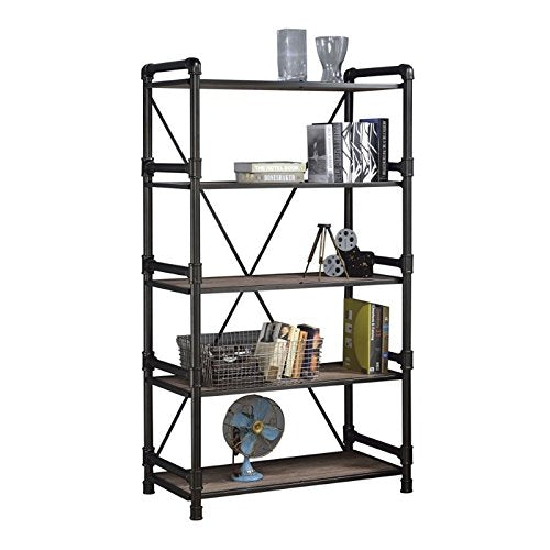 Acme Furniture AC-92220 Bookshelf, Rustic Oak & Black