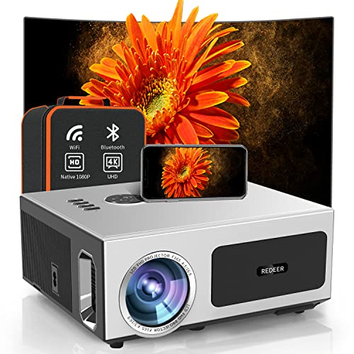 REDEER 4K Auto Focus Projector with 500" Display, 1100 ANSI, Wifi, Bluetooth, Native 1080P, Outdoor, Auto Keystone, 50% Zoom, PPT, Smart Home, Phone/PC/TV Stick/PS5