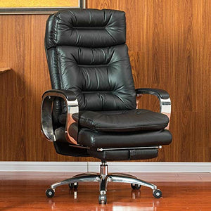 Heavy Duty Office Chair, Reclining Faux Leather Office Computer Chair 7-Point Massage High Back Desk Work Swivel Chair with Footstool, Leather Office Chair, Ergonomic Design(Black)
