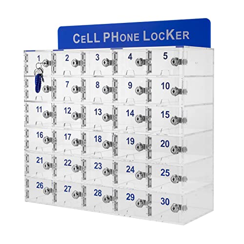 CNCEST 30 Slots Wall-Mounted Cell Phone Storage Locker Box with Door Locks