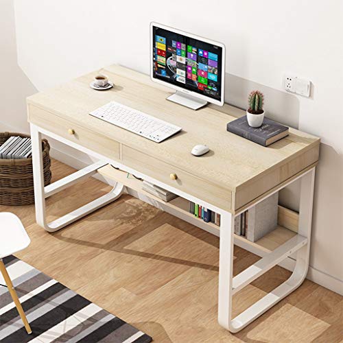 Computer Desk with 2 Drawers & Multi-Layer Storage Frame | Modern Home Office Desk for Kids, Student, Teenager, Youth | Simple Laptop Writing Table Workstation 47 Inch Waterproof(White)